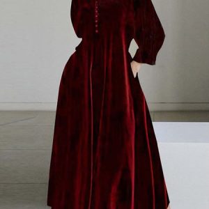 Urban Regular Fit Plain Midi Dress With No Belt, Maxi Dresses, color:Red|size:XXL, Stylewe