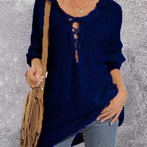 Hoodie Casual Plain Sweater, Sweaters, color:Deep Blue|size:3XL, JustFashionNow