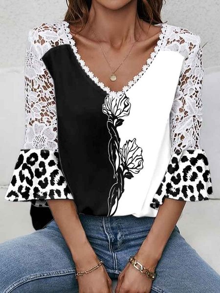 V Neck Urban Abstract T-Shirt, T-Shirts, color:As Picture|size:3XL, JustFashionNow