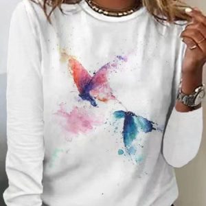 Printing Casual Butterfly Loose T-Shirt, T-Shirts, color:Color4|size:3XL, JustFashionNow