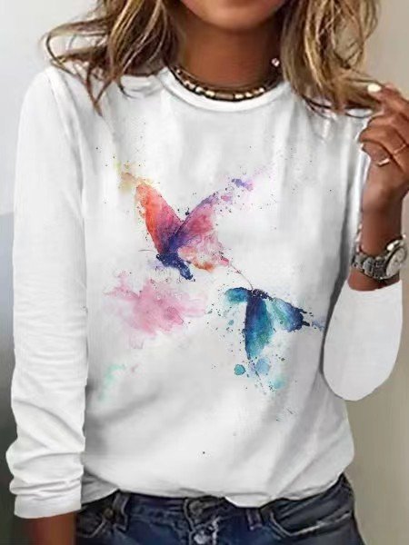Printing Casual Butterfly Loose T-Shirt, T-Shirts, color:Color4|size:3XL, JustFashionNow