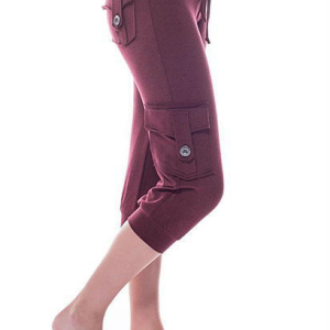 Women's Summer Workout Relax Fit Super Soft Cargo Yoga Pants Wide Leg Palazzo Pants with Pockets, color:Wine Red|size:4XL, Lilicloth.com