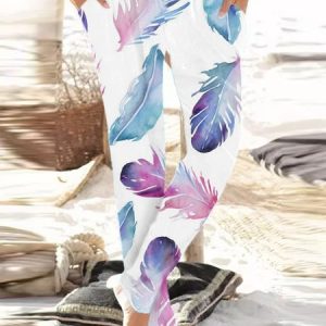 Casual Floral Regular Fit Pants, Pants, color:Color17|size:XXL, JustFashionNow