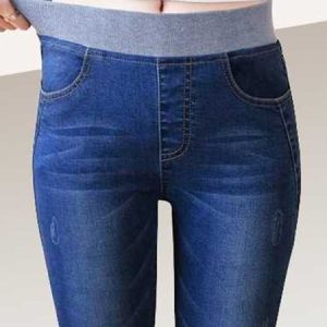 Denim Plain Casual Jeans, Denim&Jeans, color:Light Blue|size:4XL, Noracora