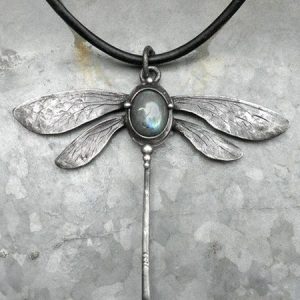 Vintage Dragonfly Moonstone Necklace, color:As Picture|size:One-size, Lilicloth.com