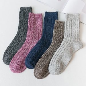 5pairs Women Striped Warmth Crew Mid-calf Socks, Socks, color:Color2|size:5 Pairs, JustFashionNow