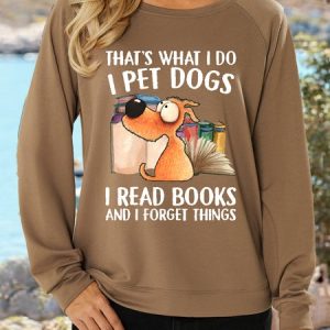 Women's book and dog lover Crew Neck Casual Sweatshirt, color:Coffee|size:3XL, Lilicloth.com