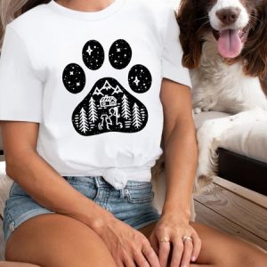 Lilicloth X Funnpaw Women's Dog Paw Camping Best Gift For Dog Lover T-Shirt, color:White|size:L, Lilicloth.com
