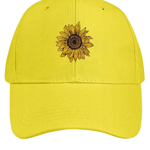 Women's Sunflower Print Cotton Fit Adjustable Hat, color:Yellow|size:One-size, Lilicloth.com
