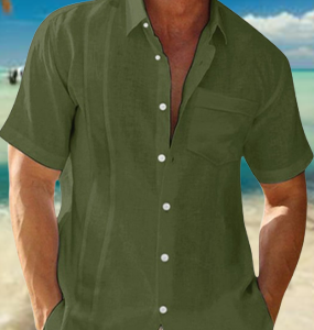 Shirt Collar Pocket Stitching Regular Sleeve Regular Fit Casual Shirt, Shirts ＆ Blouse, color:Green|size:3XL, JustFashionNow