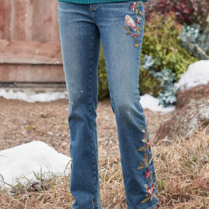 Casual Loose Floral Denim Jeans, Jeans, color:Denim Blue|size:XXL, JustFashionNow