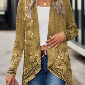 Others Loose Casual Knitted Kimono, Cardigans, color:Brown|size:XXL, JustFashionNow