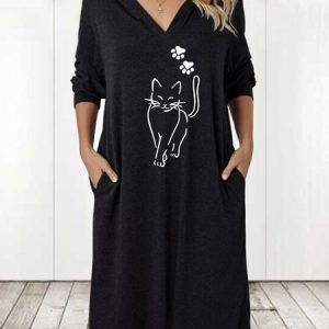 Loose Casual Dress, Dresses, color:Black|size:XXL, JustFashionNow