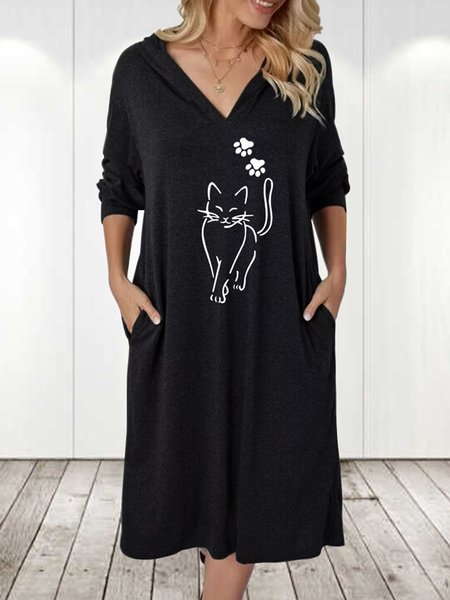 Loose Casual Dress, Dresses, color:Black|size:XXL, JustFashionNow