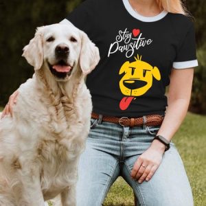 Lilicloth X Funnpaw X Manikvskhan Stay Pawsitive Women's T-Shirt, color:Black|size:L, Lilicloth.com