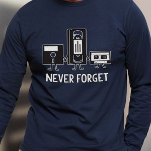 Men’s Never Forget Casual Crew Neck Cotton Long Sleeve T-Shirt, color:Dark Blue|size:3XL, Lilicloth.com