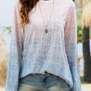 Casual Ethnic Crew Neck Top, T-Shirts, color:Multicolor|size:XXL, JustFashionNow