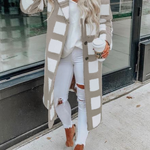 Lapel Collar Casual Teddy Jacket, Trench Coats, color:White|size:XXL, JustFashionNow
