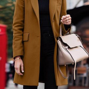 Loose Lapel Collar Pocket Stitching Casual Trench Coat, Trench Coats, color:Coffee|size:5XL, JustFashionNow