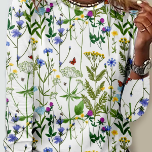 Women's Flower Nature Lover Print Casual Shirt, color:Green|size:5XL, Lilicloth.com