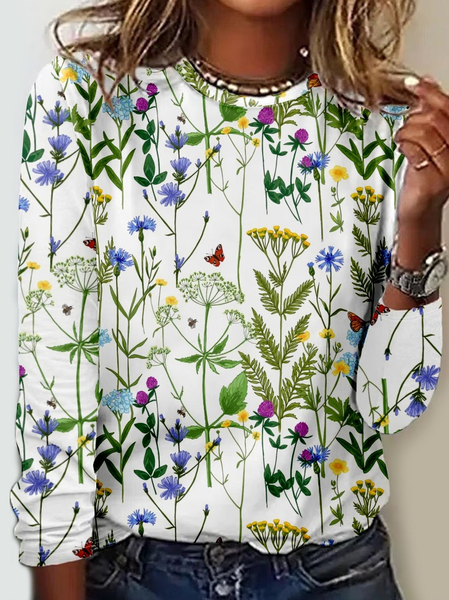 Women's Flower Nature Lover Print Casual Shirt, color:Green|size:5XL, Lilicloth.com
