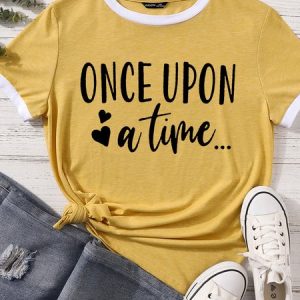 Lilicloth X Funnpaw Women's Once Upon A Time Matching T-Shirt, color:Yellow|size:XXL, Lilicloth.com