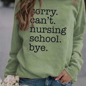 Casual Crew Neck Letter Pattern Sweatshirt, Hoodies & Sweatshirts, color:Green|size:XXL, Noracora
