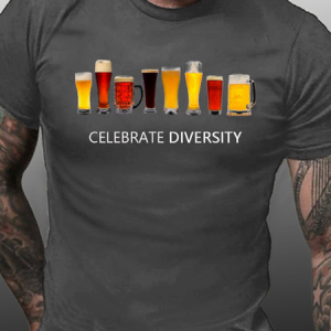 Celebrate Diversity Beer Funny Shirt & Top, color:Deep Gray|size:3XL, Lilicloth.com