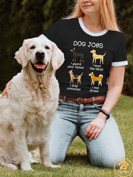 Lilicloth X Funnpaw Women's Dog‘s Job T-Shirt, color:Black|size:L, Lilicloth.com