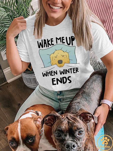Lilicloth X Funnpaw X Manikvskhan Wake Me Up When Winter Ends Women's T-Shirt, color:White|size:3XL, Lilicloth.com