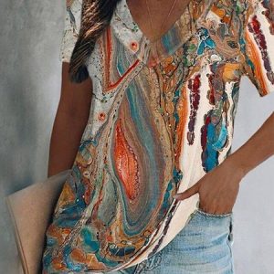 Loose Casual Ombre T-Shirt, T-Shirts, color:Brown|size:XXL, JustFashionNow