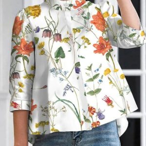 Half Turtleneck Loose Urban Blouse, Blouses and Shirts, color:White|size:XXL, Stylewe