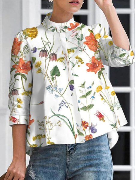 Half Turtleneck Loose Urban Blouse, Blouses and Shirts, color:White|size:XXL, Stylewe