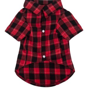 Lilicloth X Funnpaw Dog Plaid Print Outfit, color:Red|size:L, Lilicloth.com