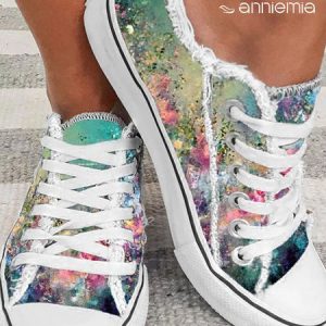Artistic Floral Oil Painting Graphics Lace-up Canvas, color:As Picture|size:43, Lilicloth.com