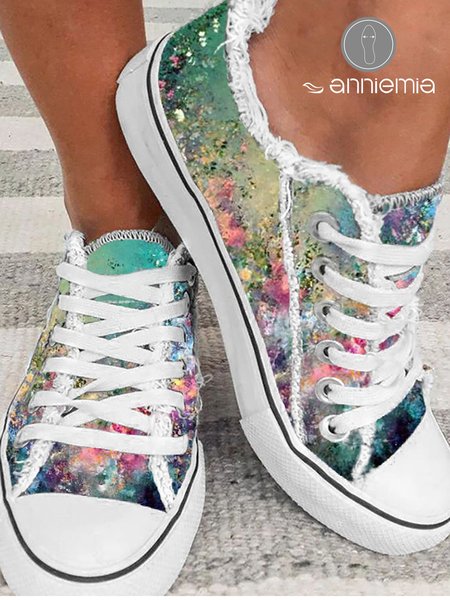 Artistic Floral Oil Painting Graphics Lace-up Canvas, color:As Picture|size:43, Lilicloth.com