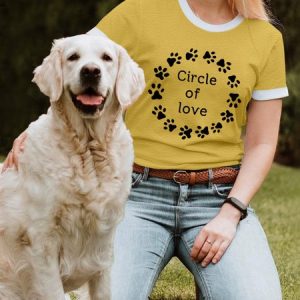 Lilicloth X Funnpaw X Kat8lyst Circle Of Love Women's T-Shirt, color:Yellow|size:3XL, Lilicloth.com