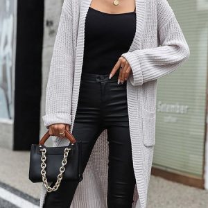 Casual Loose Yarn/Wool Yarn Cardigan, Cardigans, color:Gray|size:XL, Noracora