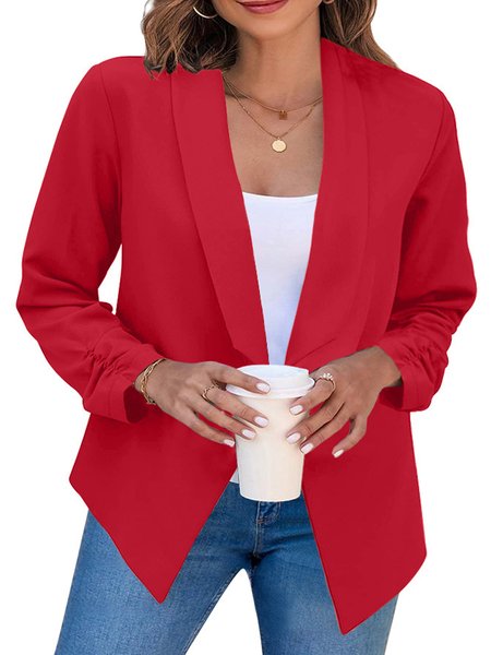 Casual Regular Fit Plain Lapel Collar Blazer, Blazers, color:Red|size:XXL, JustFashionNow