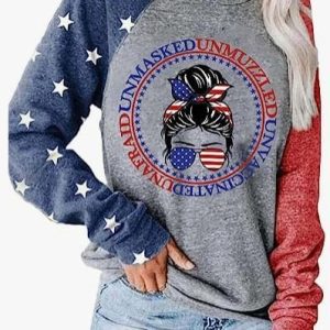 Casual Crew Neck America Flag Sweatshirt, Hoodies & Sweatshirts, color:Light Gray|size:3XL, Noracora
