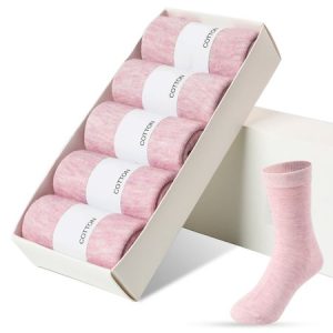 Women's Solid Color Cotton Blend Socks Set, Socks, color:Pink|size:One-size, JustFashionNow