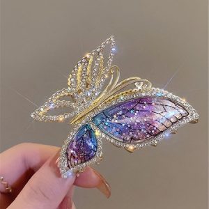 Women's Crystal Butterfly Princess Head Clip, Hair Accs, color:Purple|size:One-size, Noracora