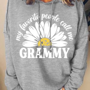 My Favorite People Call Me Grammy With Daisy Womens Hoodie, color:Gray|size:3XL, Lilicloth.com