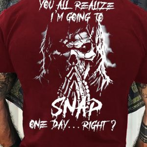 Men's Casual You All Realize I’m Going To Snap One Day Right Skull T-Shirt, color:Red|size:3XL, Lilicloth.com