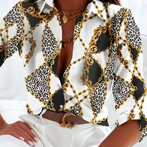 Ethnic Casual Shirt Collar Blouse, Shirts & Blouses, color:Black|size:XXL, JustFashionNow