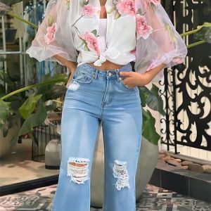 Regular Fit Floral Shirt Collar Casual Blouse, Blouses and Shirts, color:As Picture|size:XXL, Stylewe