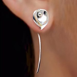 Vintage Casual Calla Lily Floral Plain Earrings, Earrings, color:Silver|size:One-size, JustFashionNow