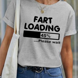 Lilicloth X Funnpaw Women's Fart Loading Please Wait Pet Matching T-Shirt, color:Gray|size:XXL, Lilicloth.com