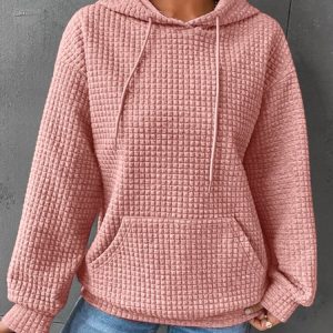 Plain Casual Hoodie Sweatshirt, Hoodies & Sweatshirts, color:Pink|size:XXL, Noracora