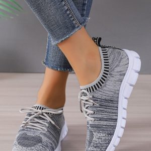 Gray Gradient Pattern Comfortable and Breathable Fly Knit Sneakers, Sneakers, color:Gray|size:43, JustFashionNow